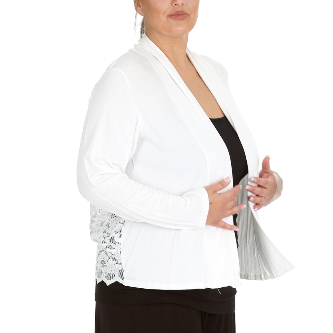 Nouvelle Women Plus Size Ladies Shrug Scallop Lace Back Cardigan Hip Length - Picture 21 of 34