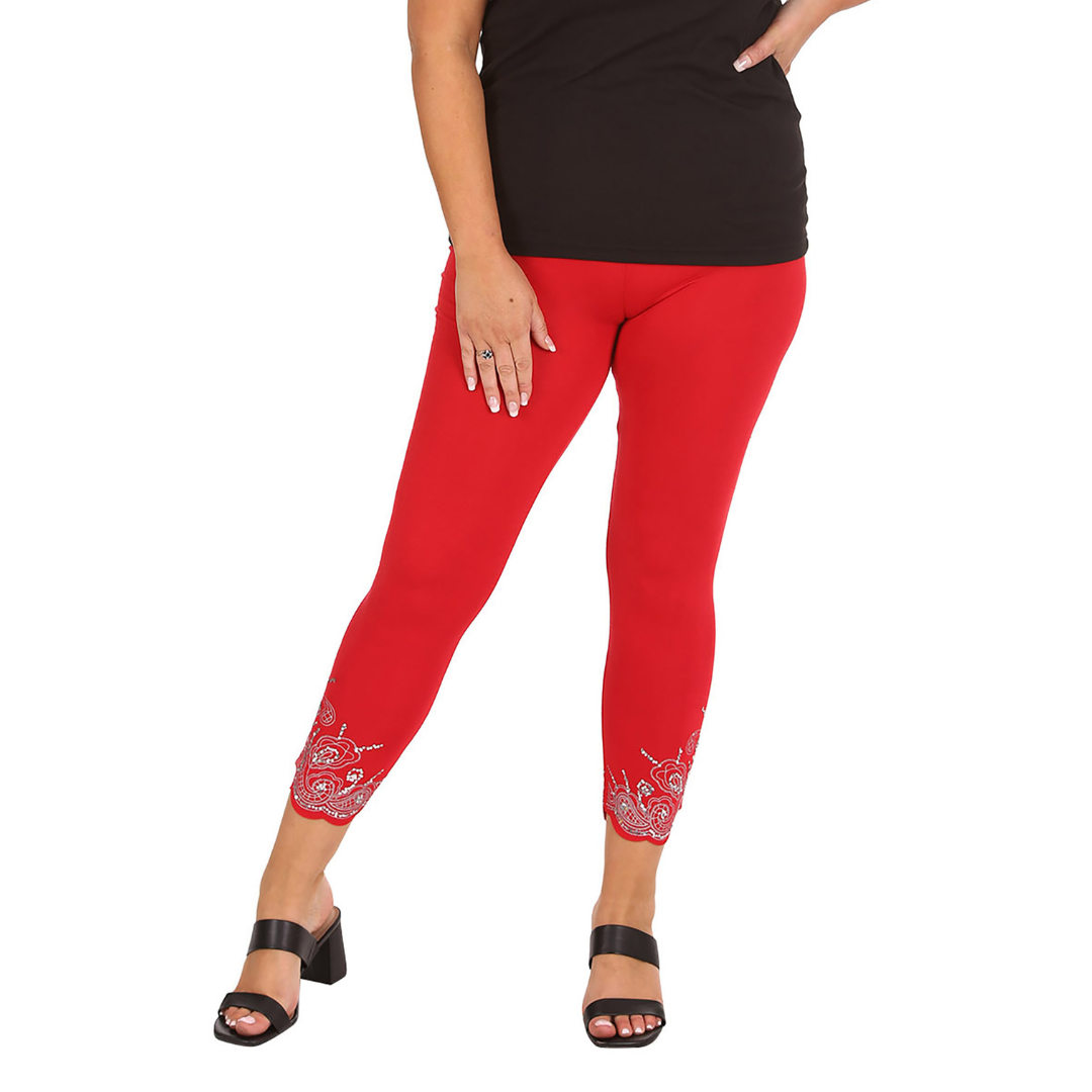 New Womens Plus Size Leggings Laser Cut Sequin Full Length Elastic Waist Cutout - Picture 14 of 31