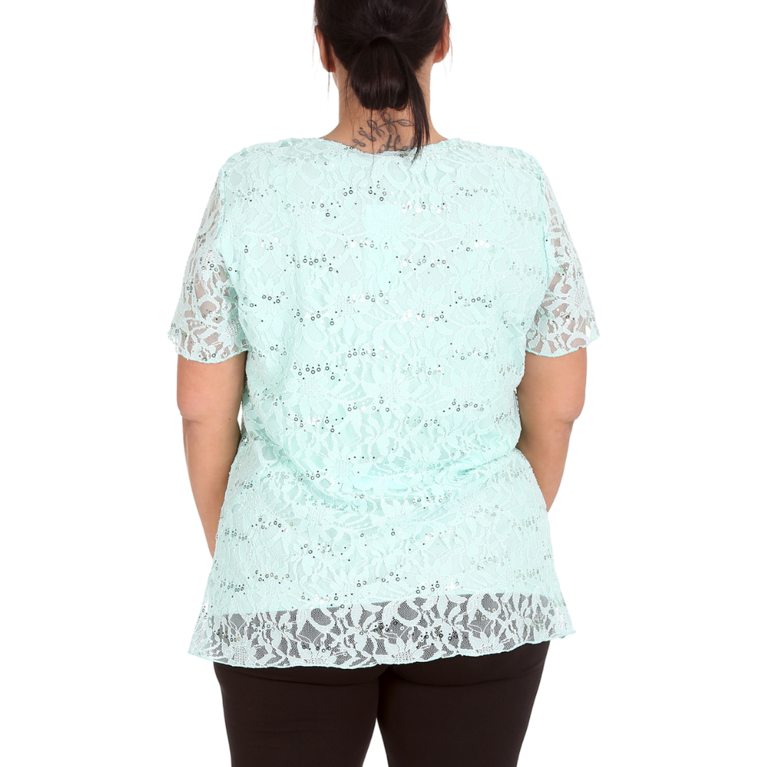 Nouvelle Ladies Womens Plus Size Sequins Floral Lace Ladies Party Xmas Tunic Top - Picture 78 of 92