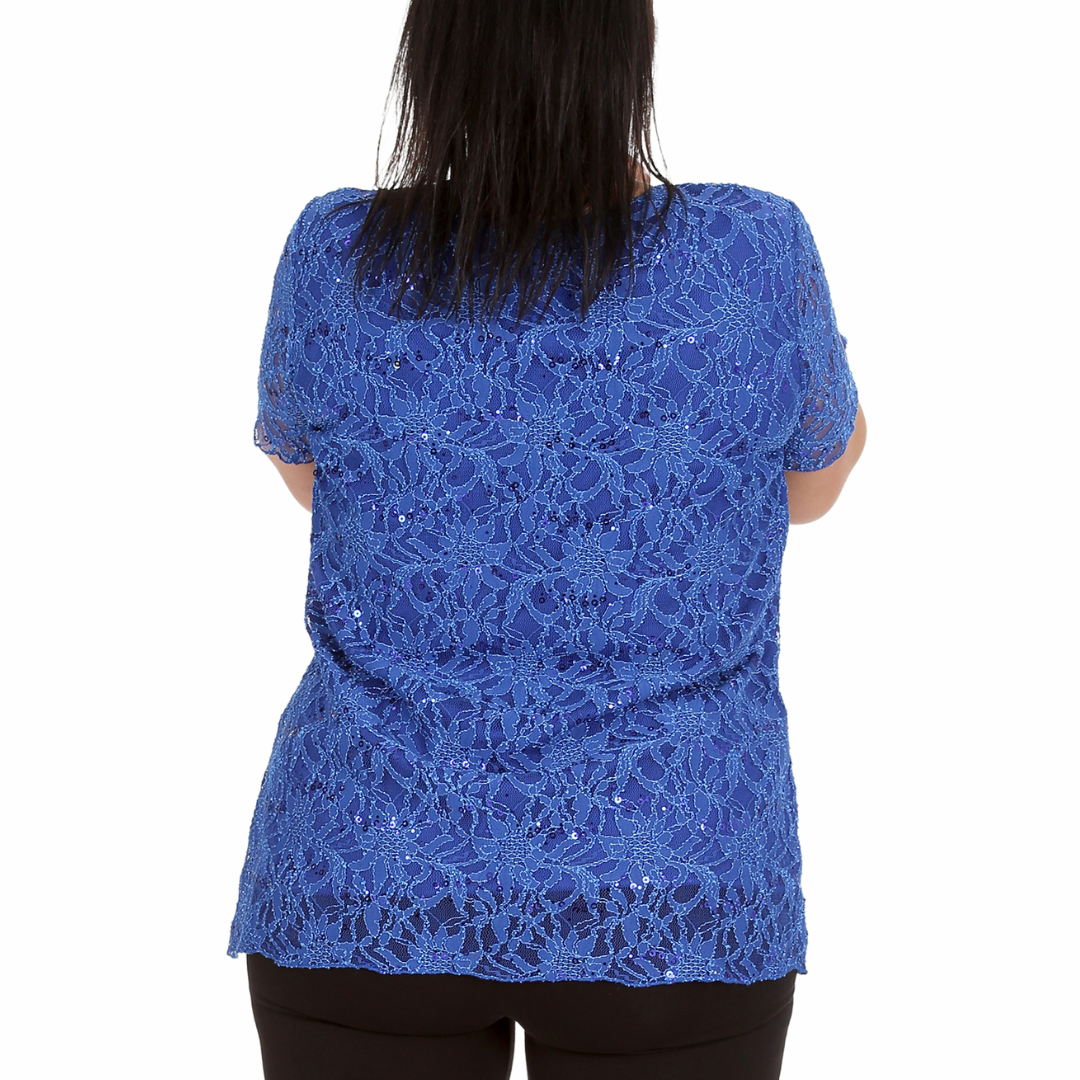 Nouvelle Ladies Womens Plus Size Sequins Floral Lace Ladies Party Xmas Tunic Top - Picture 57 of 92