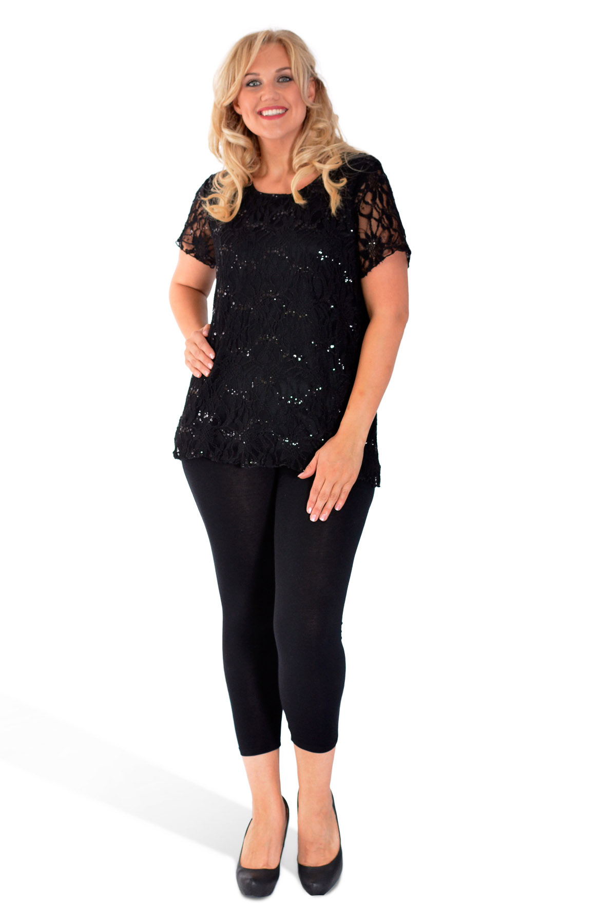 New Womens Top Plus Size Ladies Shirt Sequins Floral Lace Party Xmas