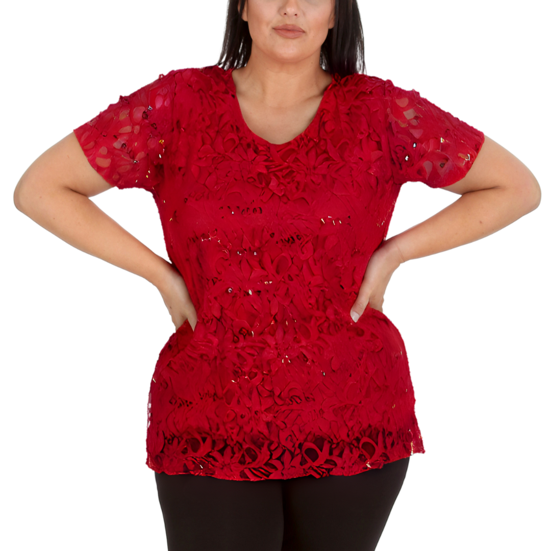 Nouvelle Ladies Womens Plus Size Sequins Floral Lace Ladies Party Xmas Tunic Top - Picture 67 of 92