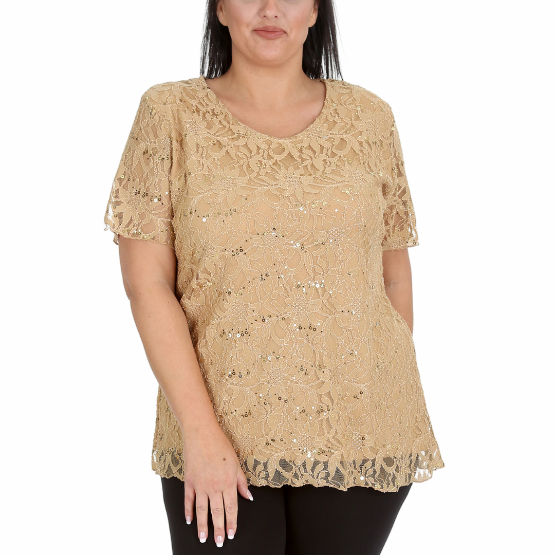 Nouvelle Ladies Womens Plus Size Sequins Floral Lace Ladies Party Xmas Tunic Top - Picture 83 of 92