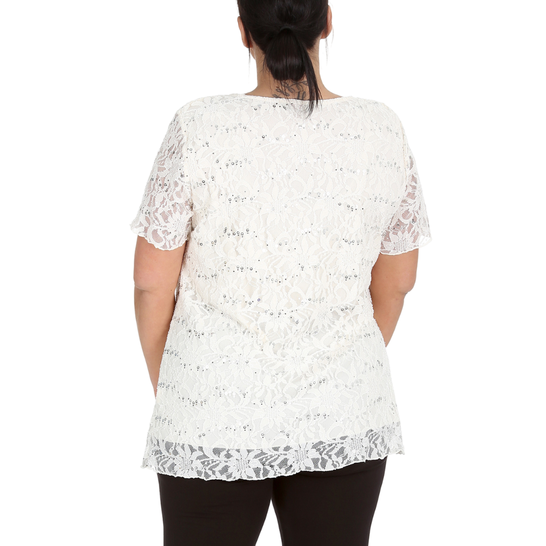 Nouvelle Ladies Womens Plus Size Sequins Floral Lace Ladies Party Xmas Tunic Top - Picture 64 of 92