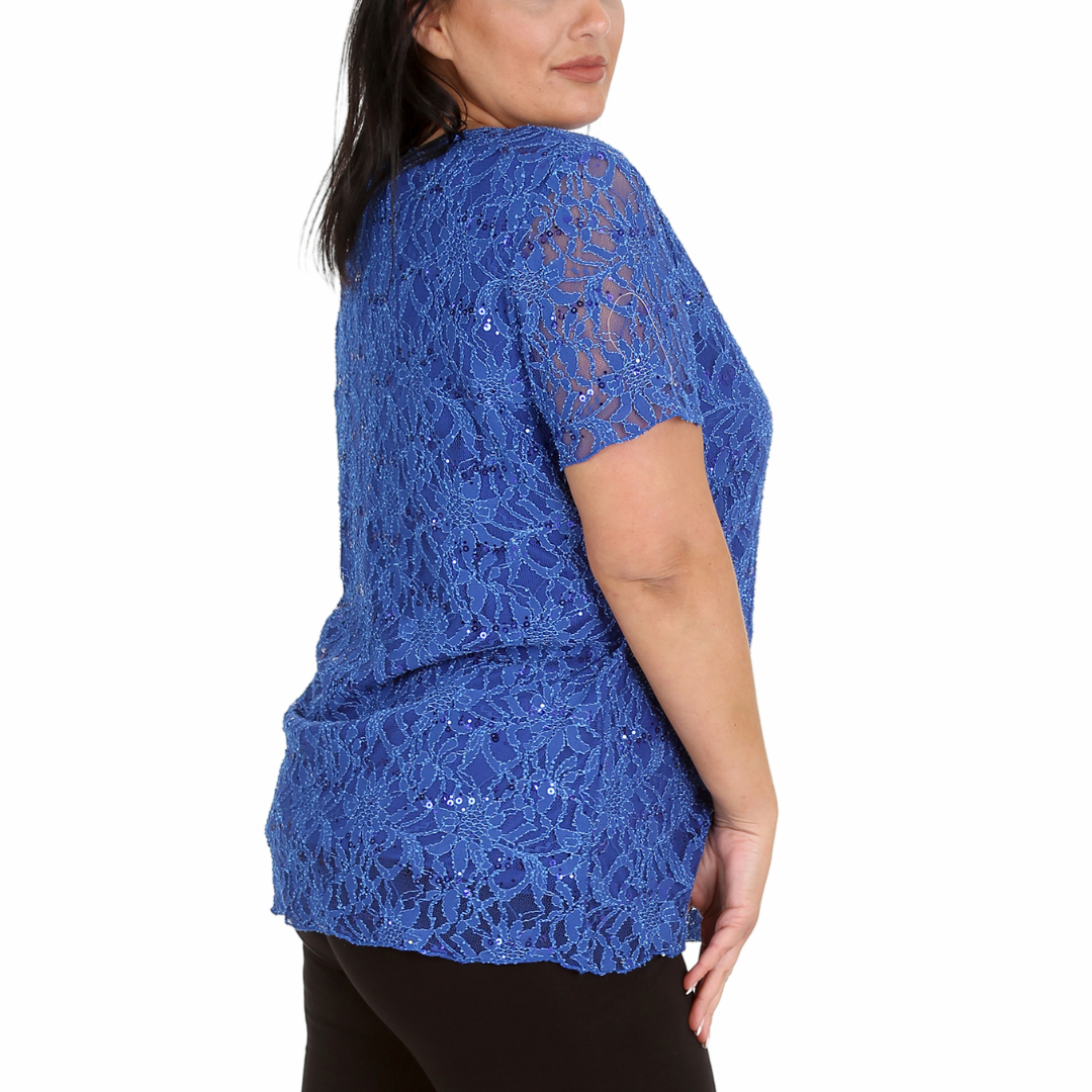 Nouvelle Ladies Womens Plus Size Sequins Floral Lace Ladies Party Xmas Tunic Top - Picture 55 of 92