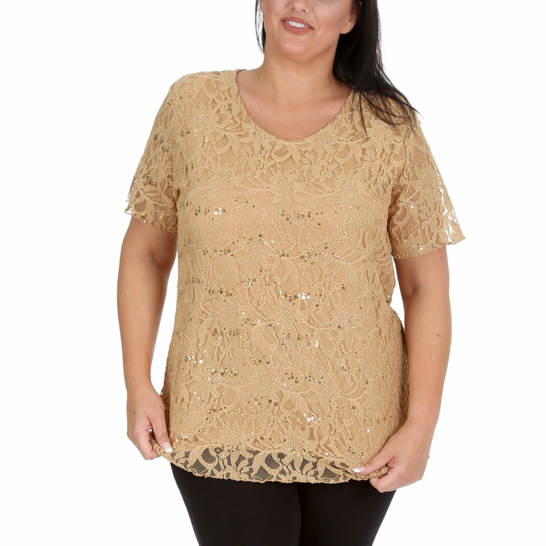 Nouvelle Ladies Womens Plus Size Sequins Floral Lace Ladies Party Xmas Tunic Top - Picture 79 of 92