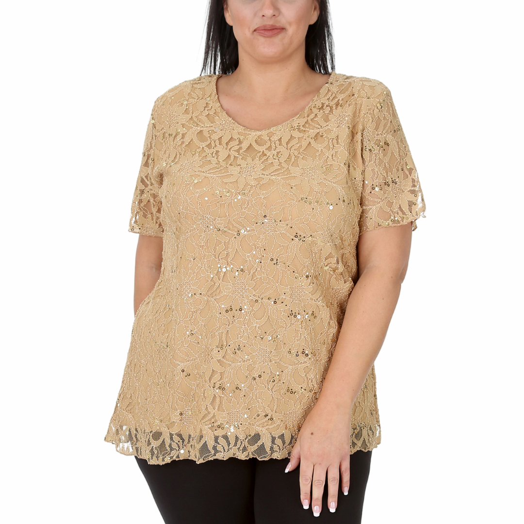 Nouvelle Ladies Womens Plus Size Sequins Floral Lace Ladies Party Xmas Tunic Top - Picture 84 of 92