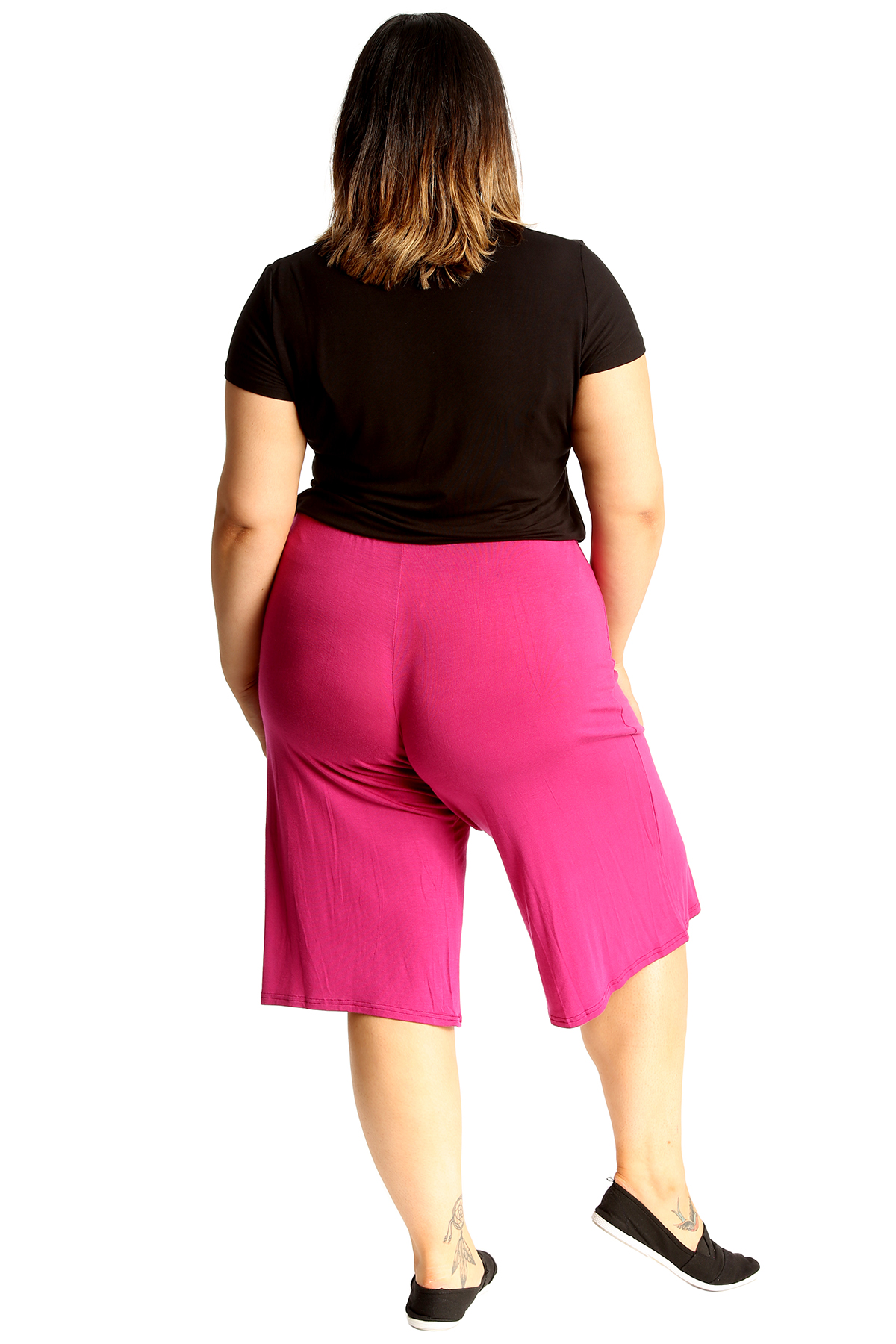 New Womens Plus Size Culottes Ladies Plain Shorts Palazzo Elastic Pants Summer Ebay