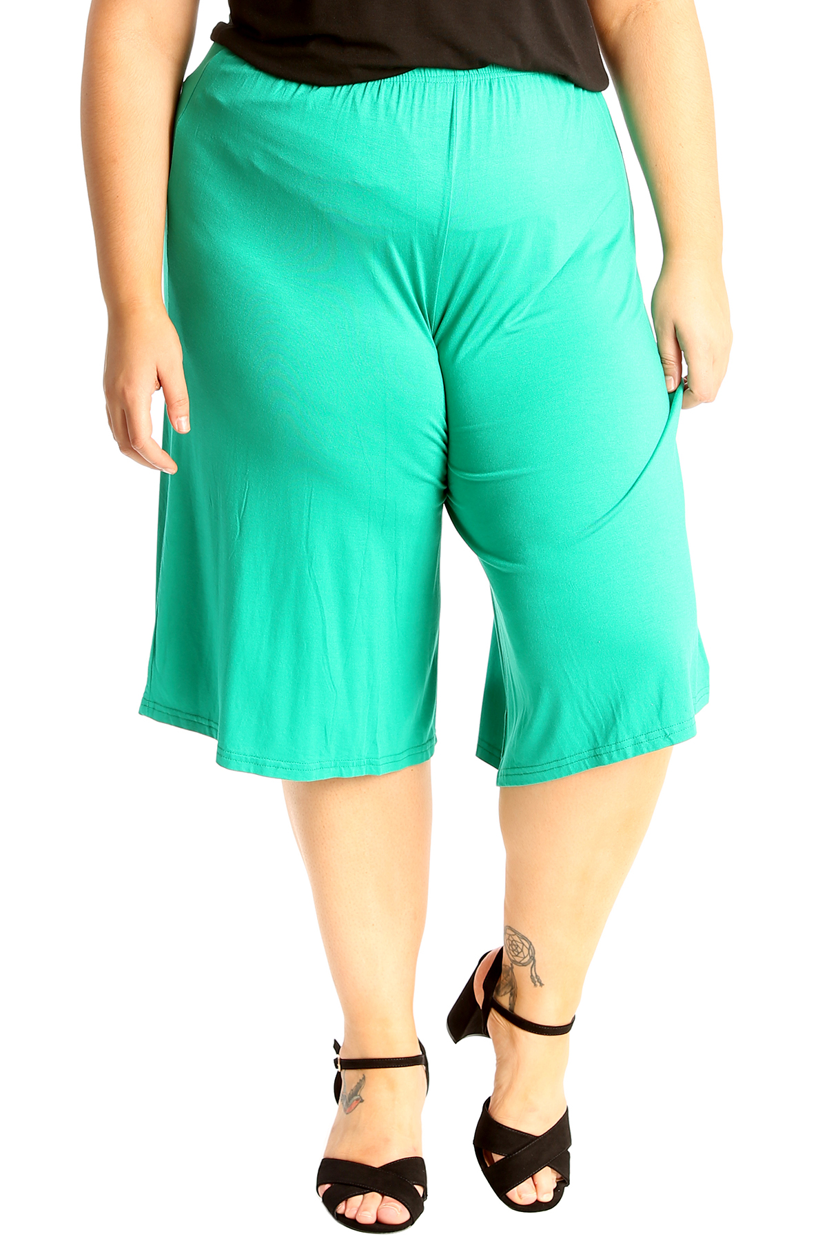 New Womens Plus Size Culottes Ladies Plain Shorts Palazzo Elastic Pants Summer Ebay