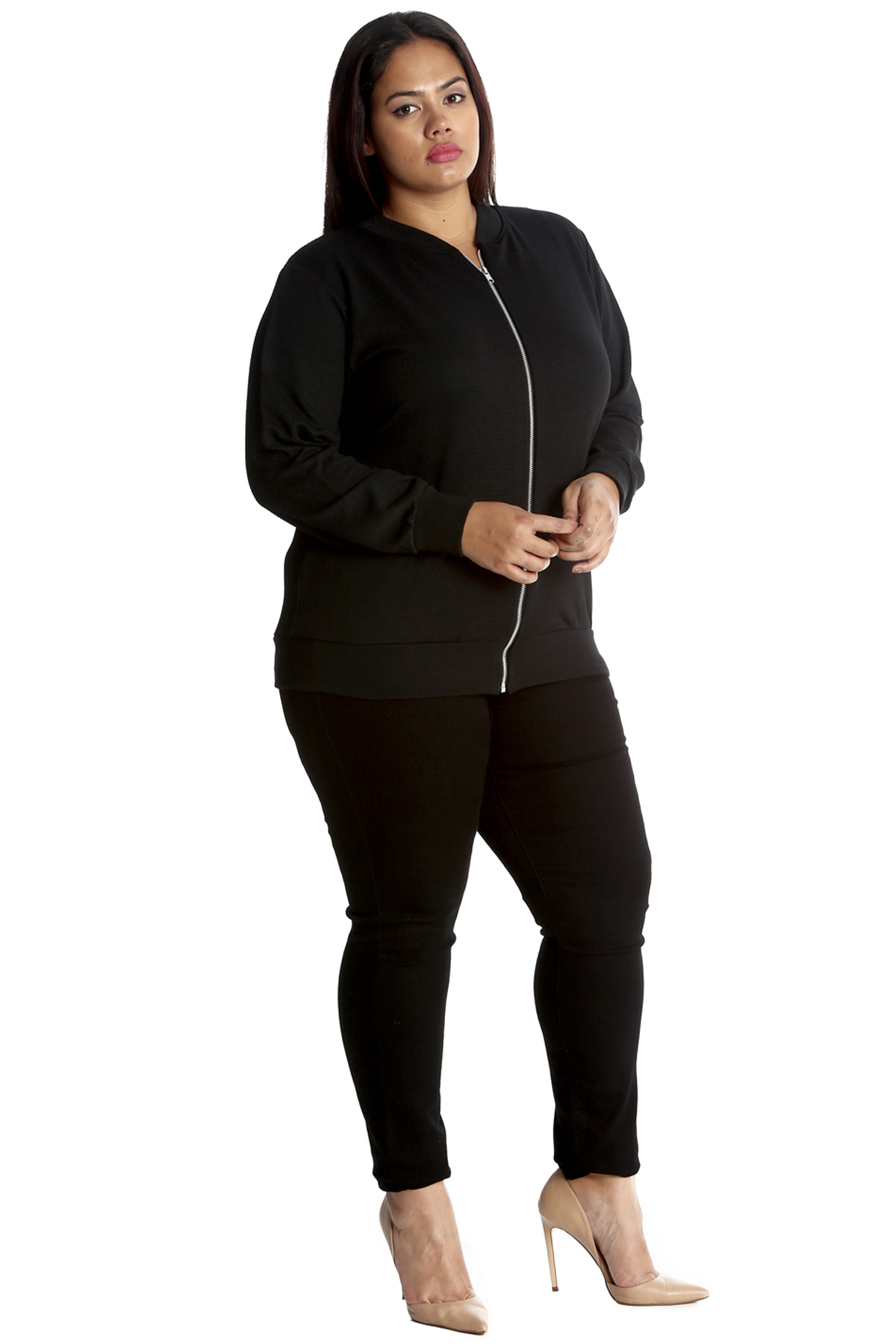 New Womens Bomber Jacket Plus Size Ladies Peacock Stud Rhinestone Sale