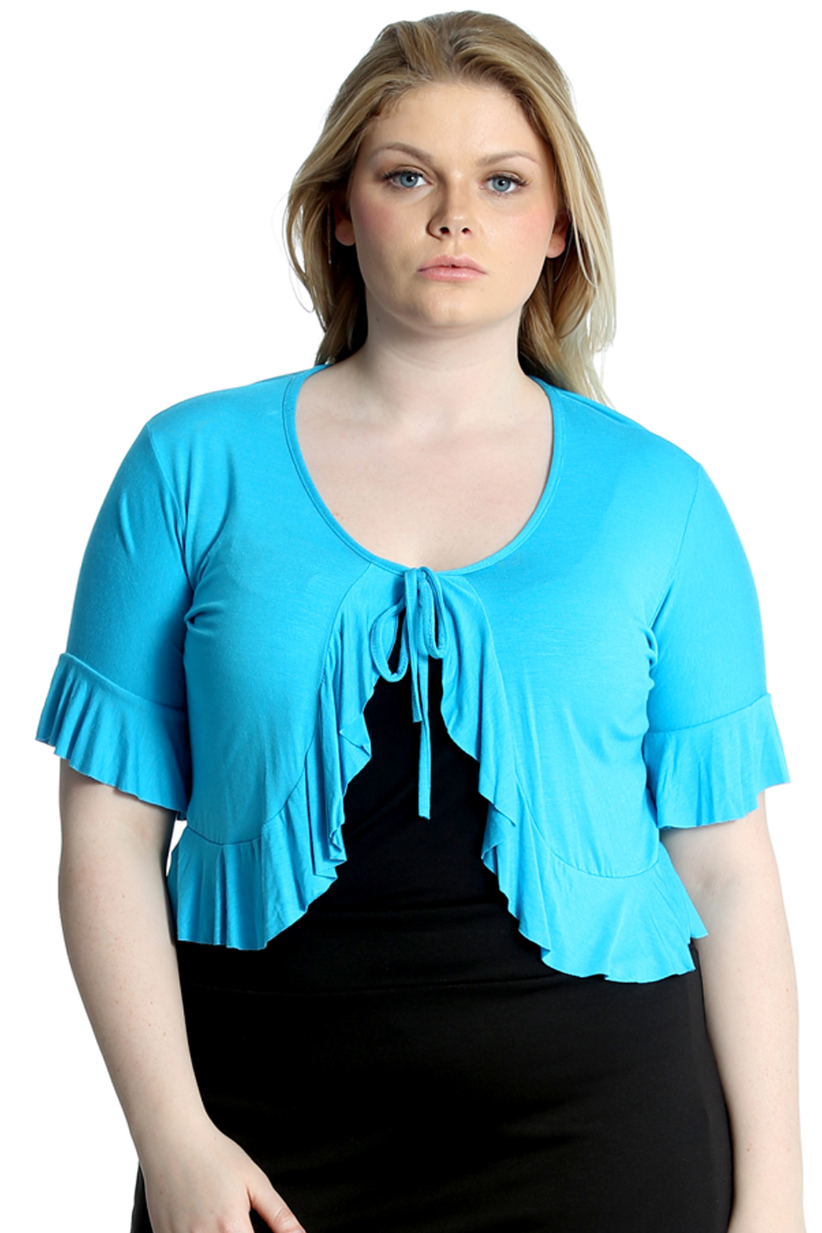 New Womens Plus Size Front Tie Ladies Frill Shrug Top Bolero Cardigan Nouvelle | eBay