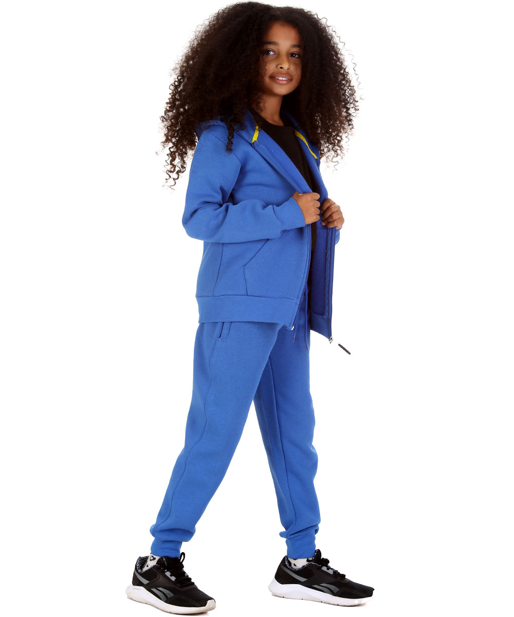 New Kids Tracksuit Fleece Zip up Hoodie Jogging Bottoms Drawstring Cuffed Warm - Picture 30 of 51