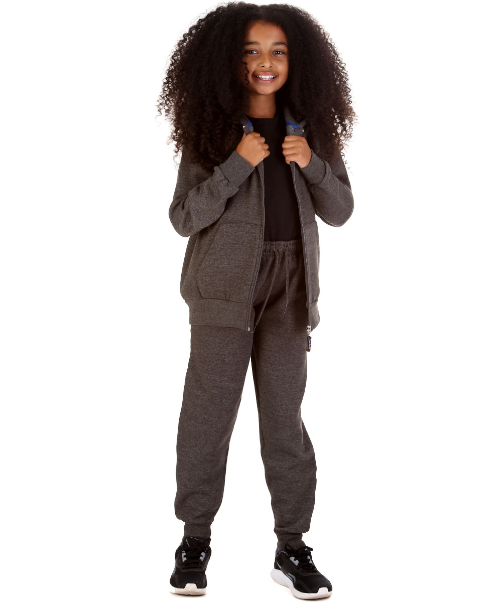 New Kids Tracksuit Fleece Zip up Hoodie Jogging Bottoms Drawstring Cuffed Warm - Picture 11 of 51