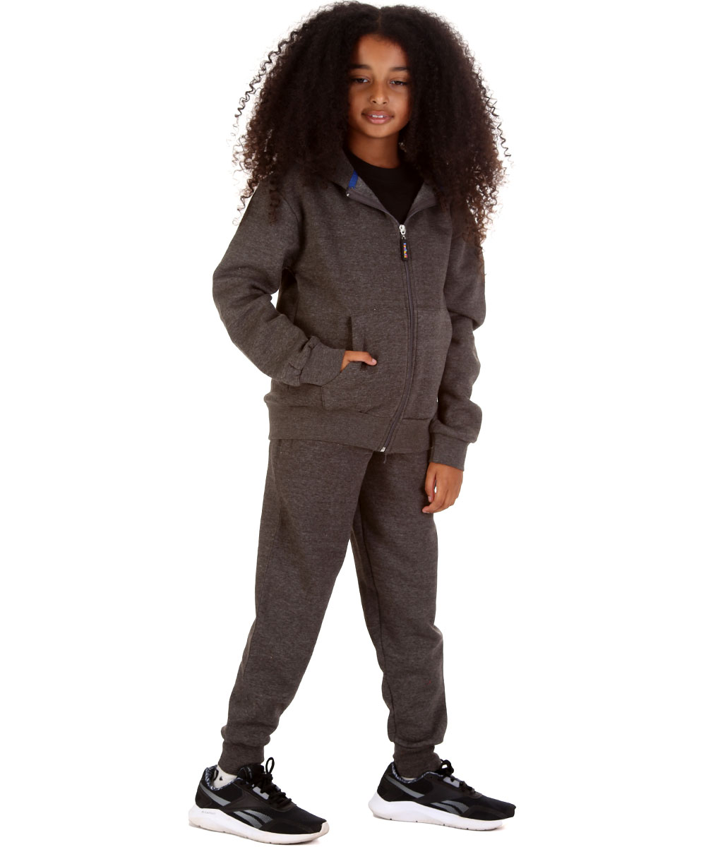 New Kids Tracksuit Fleece Zip up Hoodie Jogging Bottoms Drawstring Cuffed Warm - Picture 12 of 51