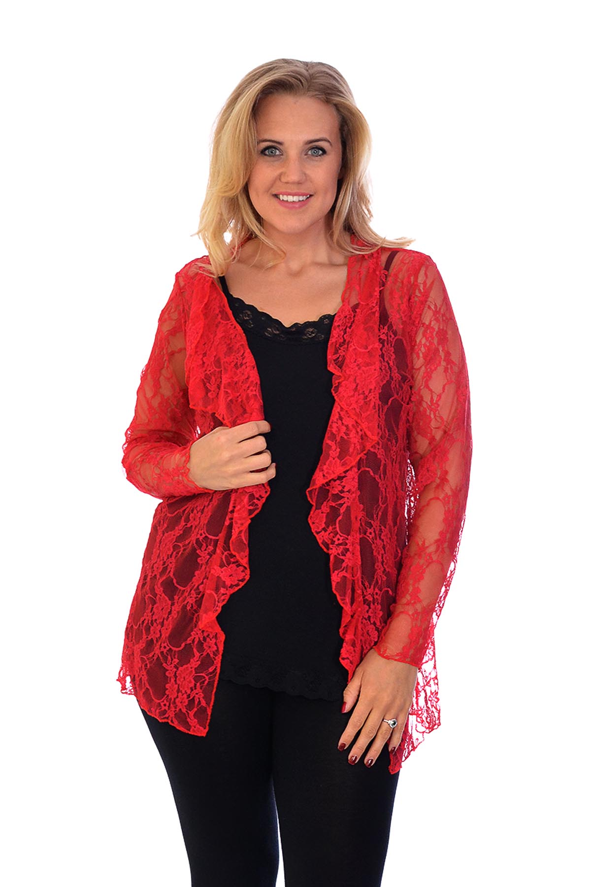 New Womens Plus Size Cardigan  Floral Lace  Long Sleeve 