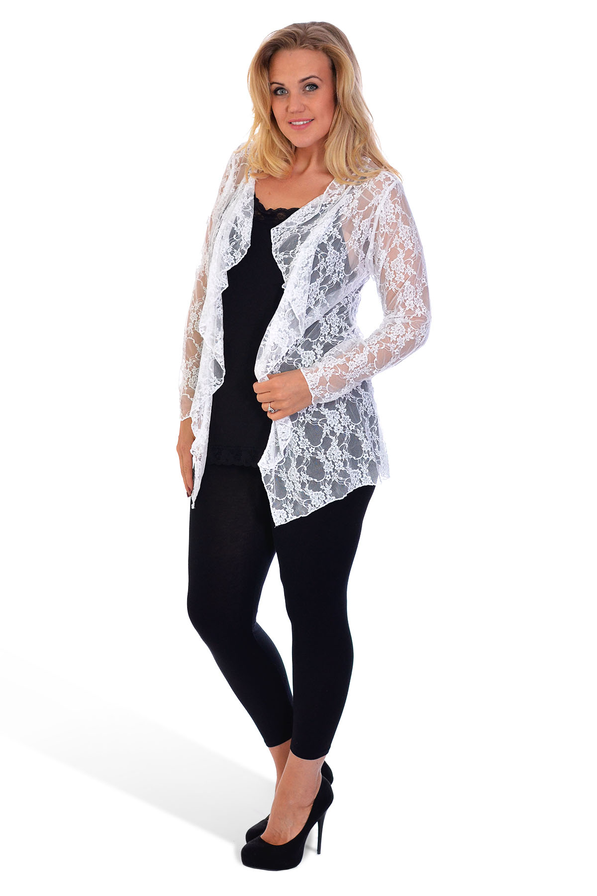  New  Womens Floral Lace Plus Size Cardigan  Long Sleeve 