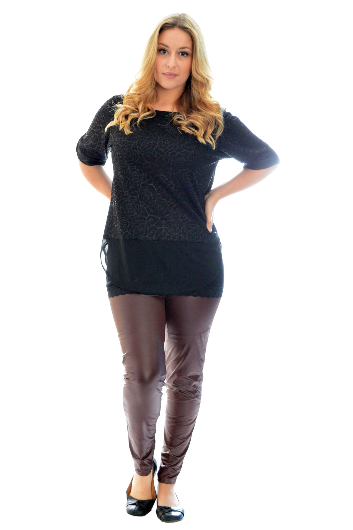 Wet Look Leggings Outfit Plus Size