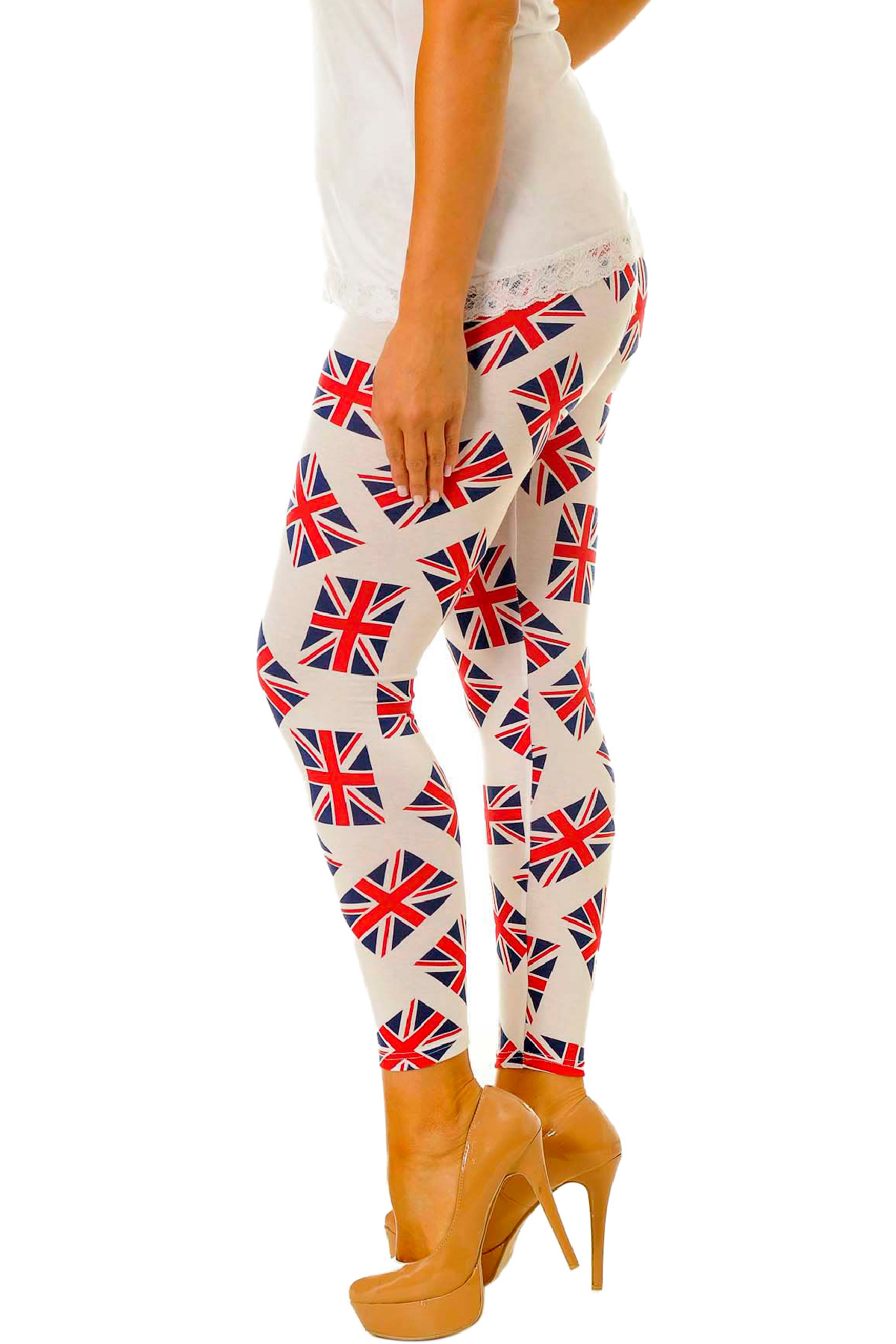 New Womens Plus Size Leggings Ladies British Flag Print Pant Union Jack ...