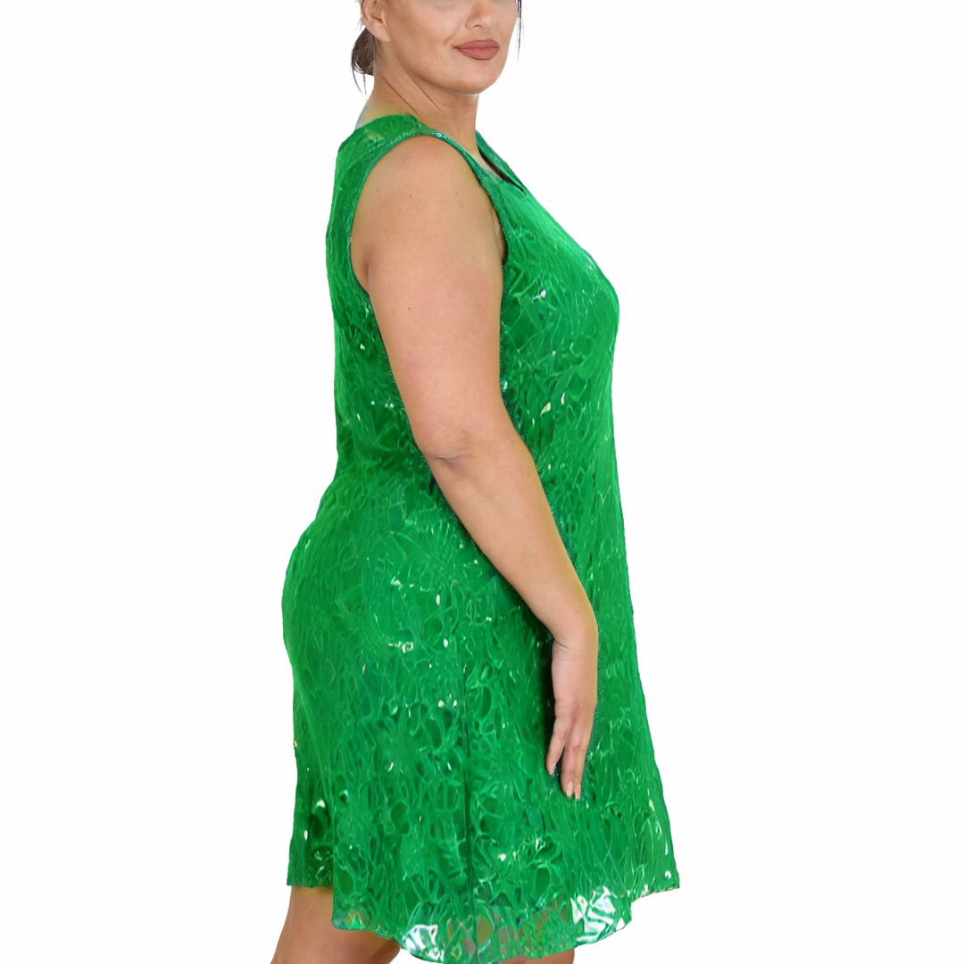 Nouvelle Plus Size Women Stylish Flapper Lace Style Dress with Sequin Detailing - Picture 32 of 33