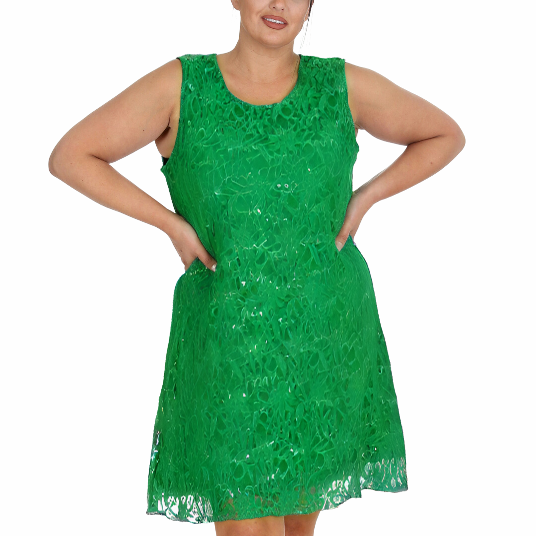 Nouvelle Plus Size Women Stylish Flapper Lace Style Dress with Sequin Detailing - Picture 31 of 33