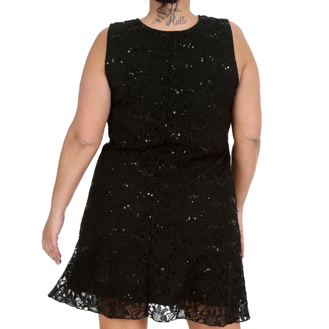 Nouvelle Plus Size Women Stylish Flapper Lace Style Dress with Sequin Detailing - Picture 4 of 33