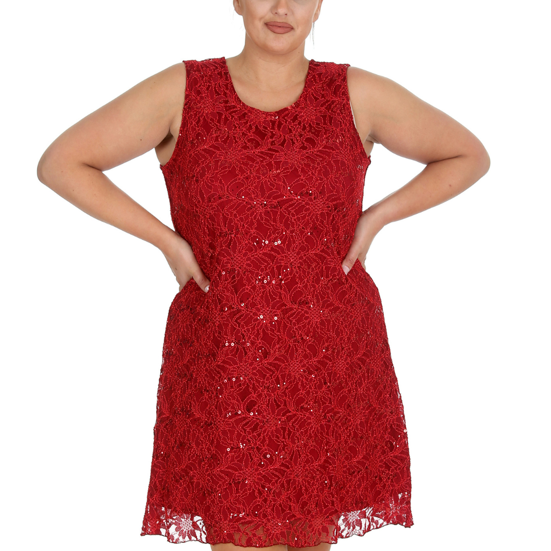 Nouvelle Plus Size Women Stylish Flapper Lace Style Dress with Sequin Detailing - Picture 20 of 33