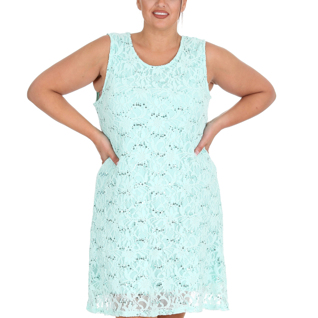 Nouvelle Plus Size Women Stylish Flapper Lace Style Dress with Sequin Detailing - Picture 26 of 33