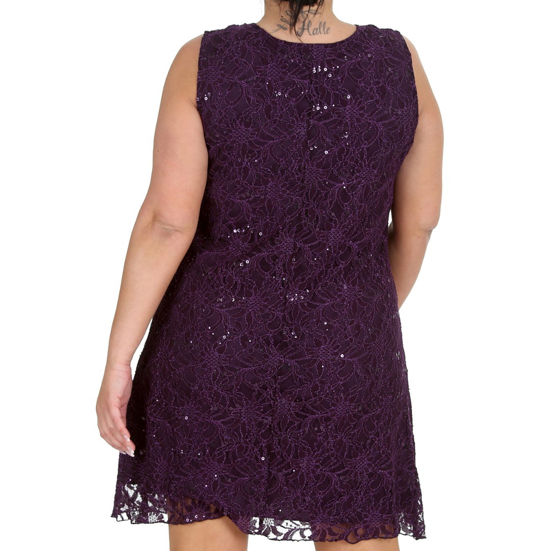 Nouvelle Plus Size Women Stylish Flapper Lace Style Dress with Sequin Detailing - Picture 10 of 33