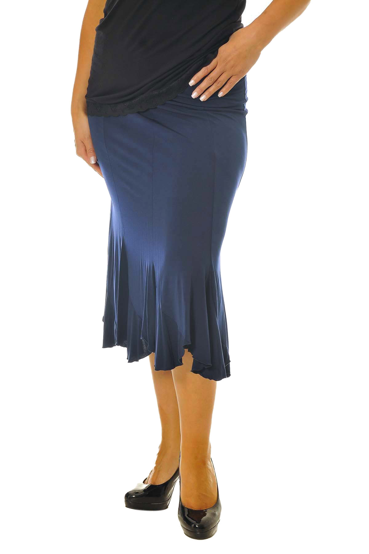 New Ladies Skirt Plus Size Womens Ity Mid Length Flared Formal Nouvelle