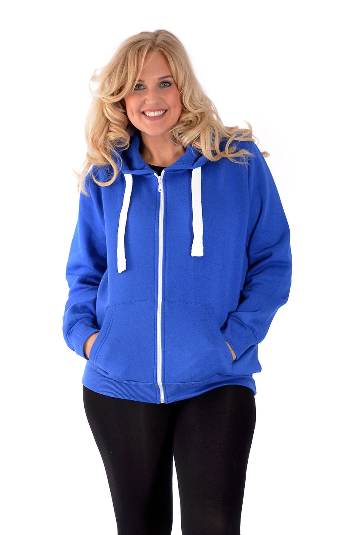 New Womens Plus Size Hoodies Ladies Plain Sweat Top Drawstrings Hooded