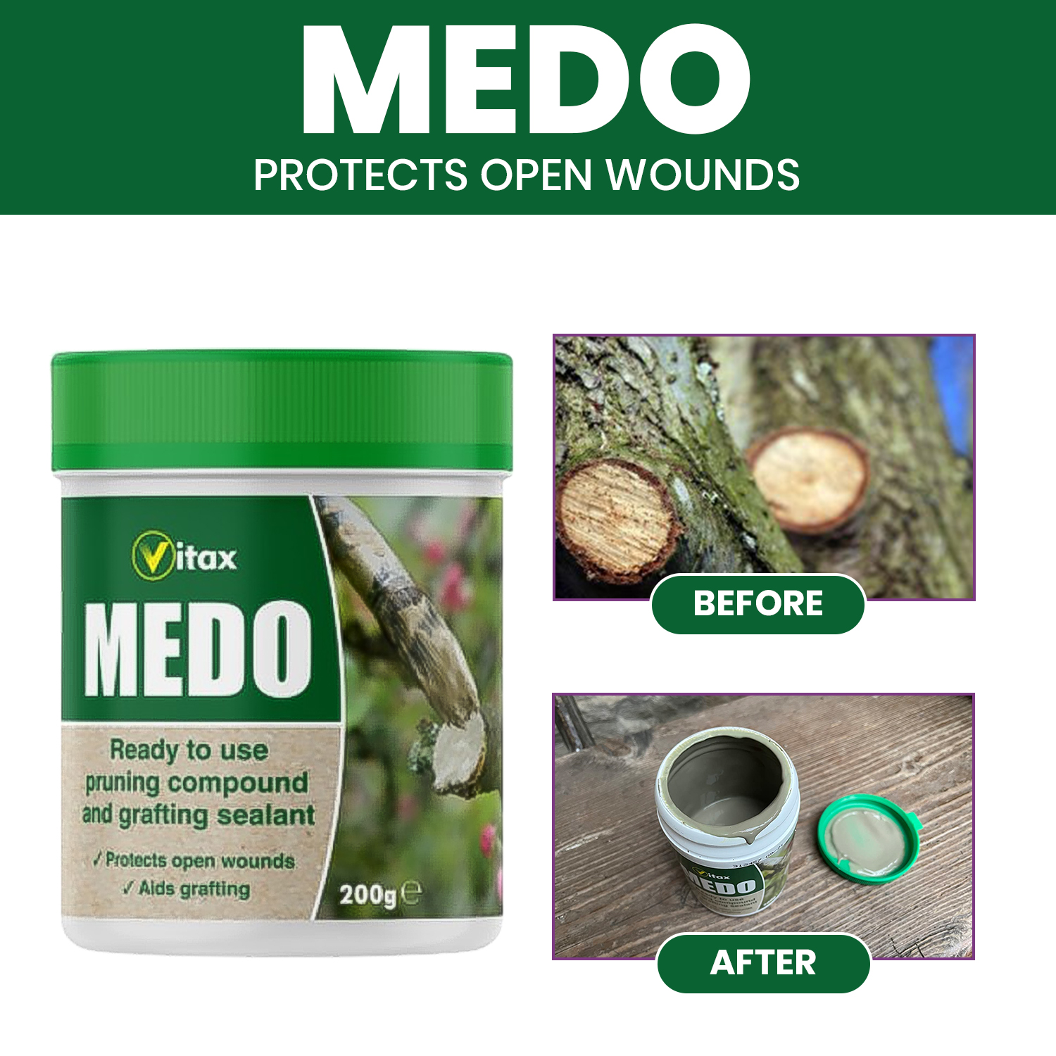 Vitax Medo Tree Wound Sealant Protects Pruning Cuts & Grafts Waterproof 200g Image 4