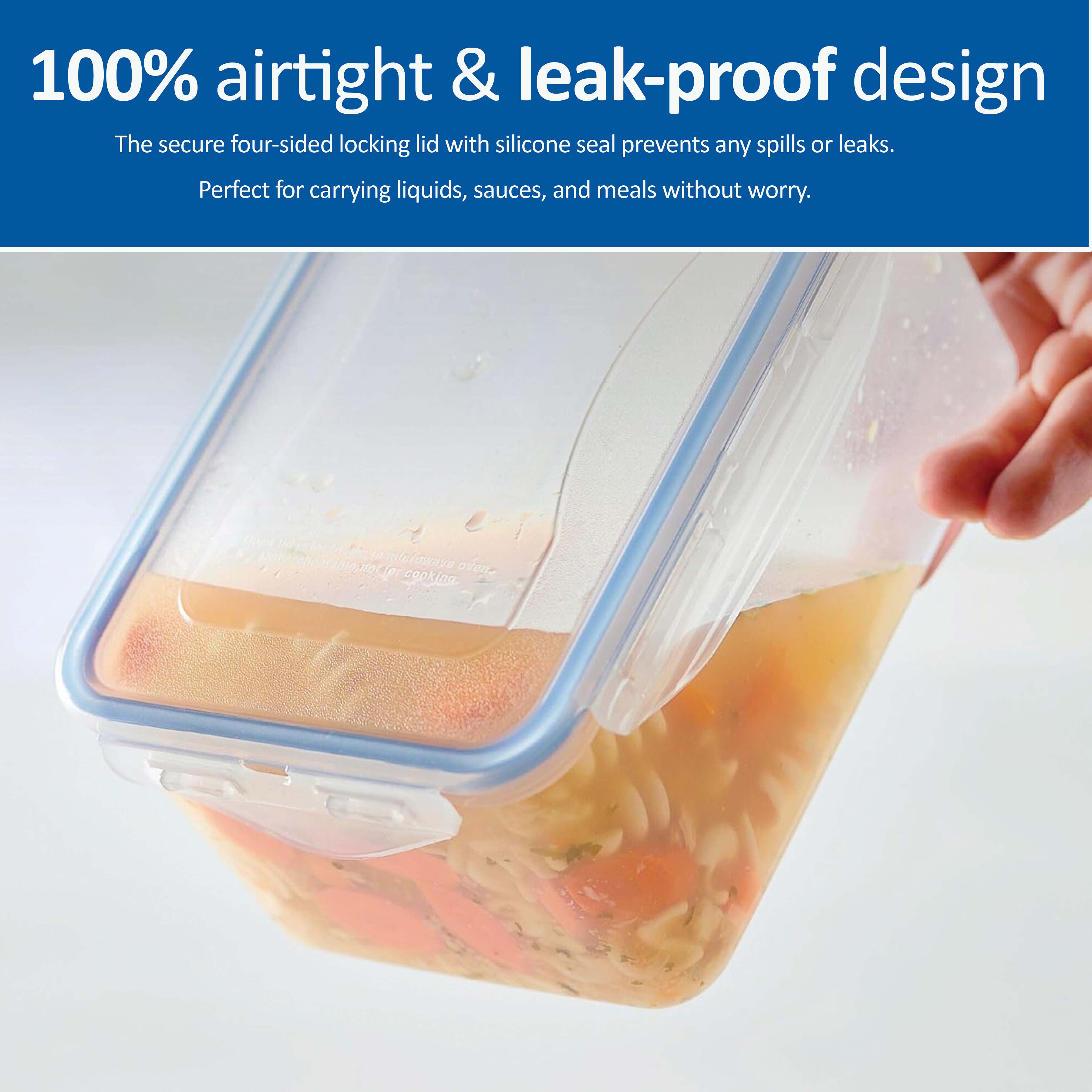 LocknLock Airtight Classic Rectangular Food Storage Container 1L BPA Free 3 Pack Image 4