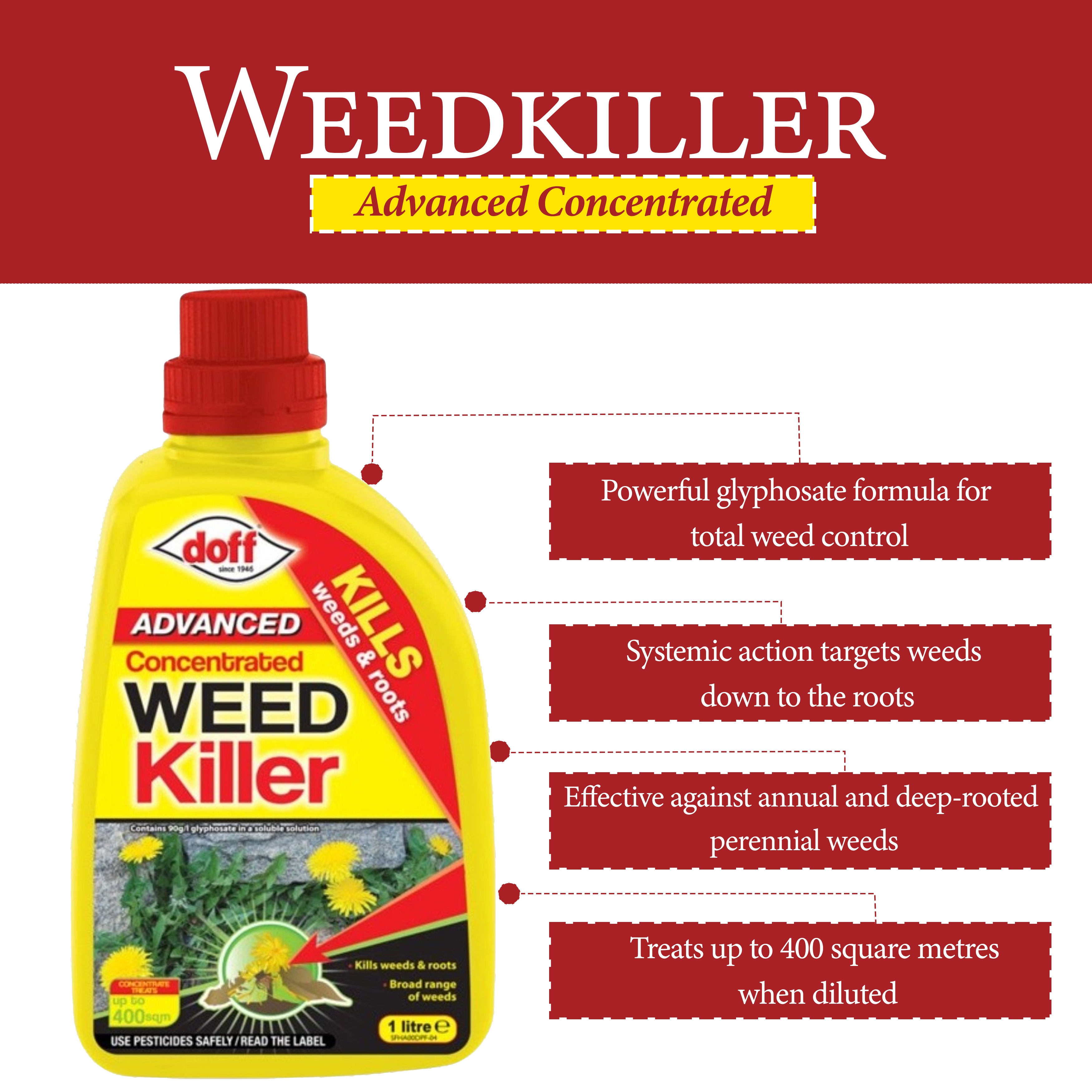 Doff Advanced Weedkiller Concentrate Powerful Glyphosate Based Root Killer 1L  Image 2
