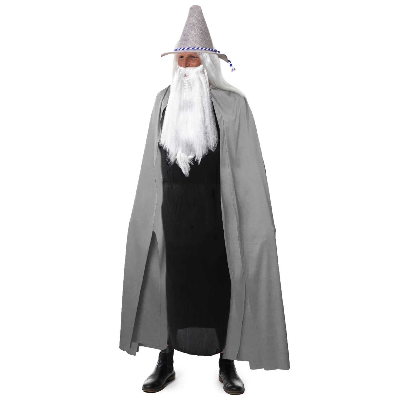 Adult Wizard Grey Halloween Fancy Dress Costume Film TV Beard & Wig Hat ...