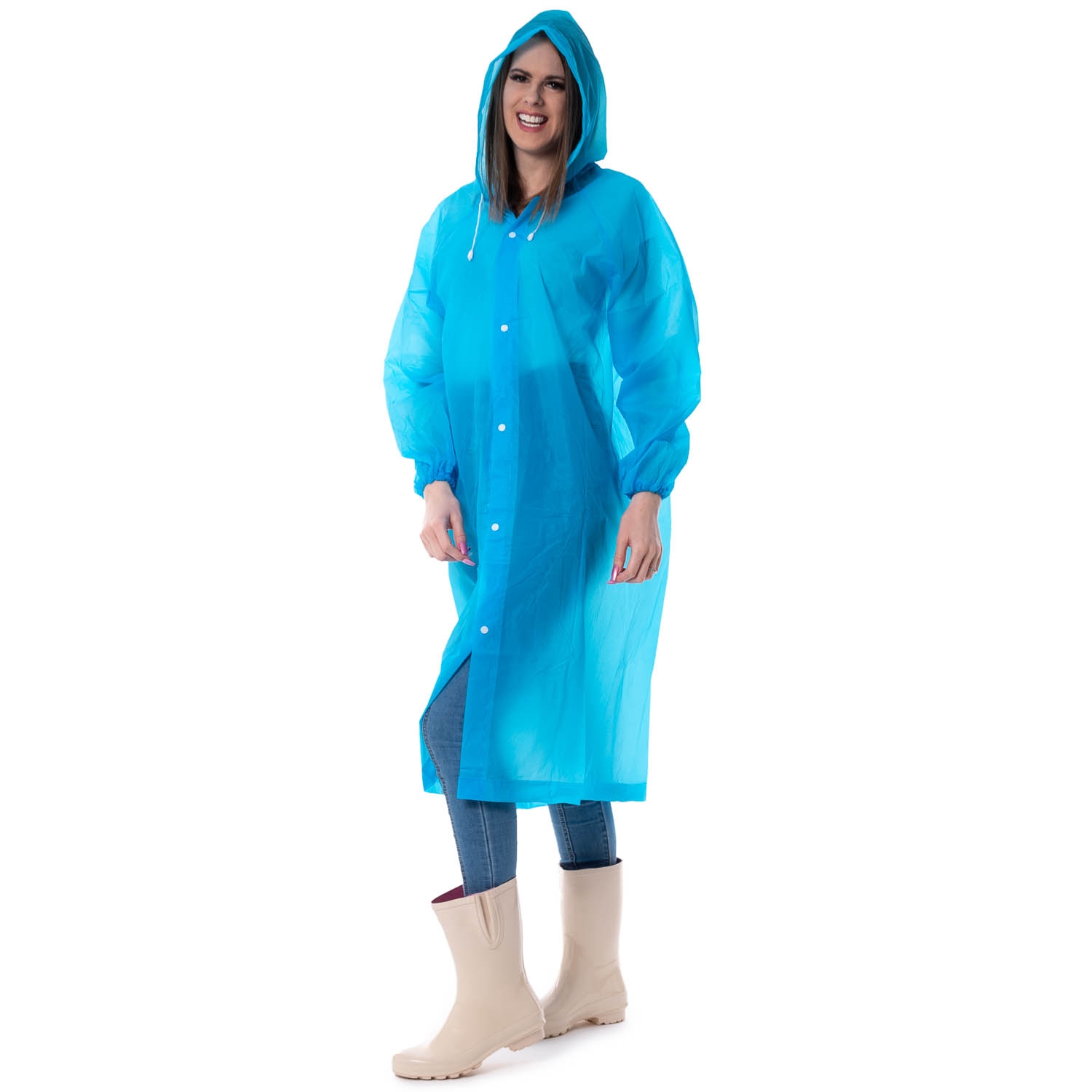 Sports Events Hiking SAVITA Portable Rain Poncho Thicker Raincoat Reusable Super Waterproof Rain Cape Hoods Sleeves Women Men Concert Camping 