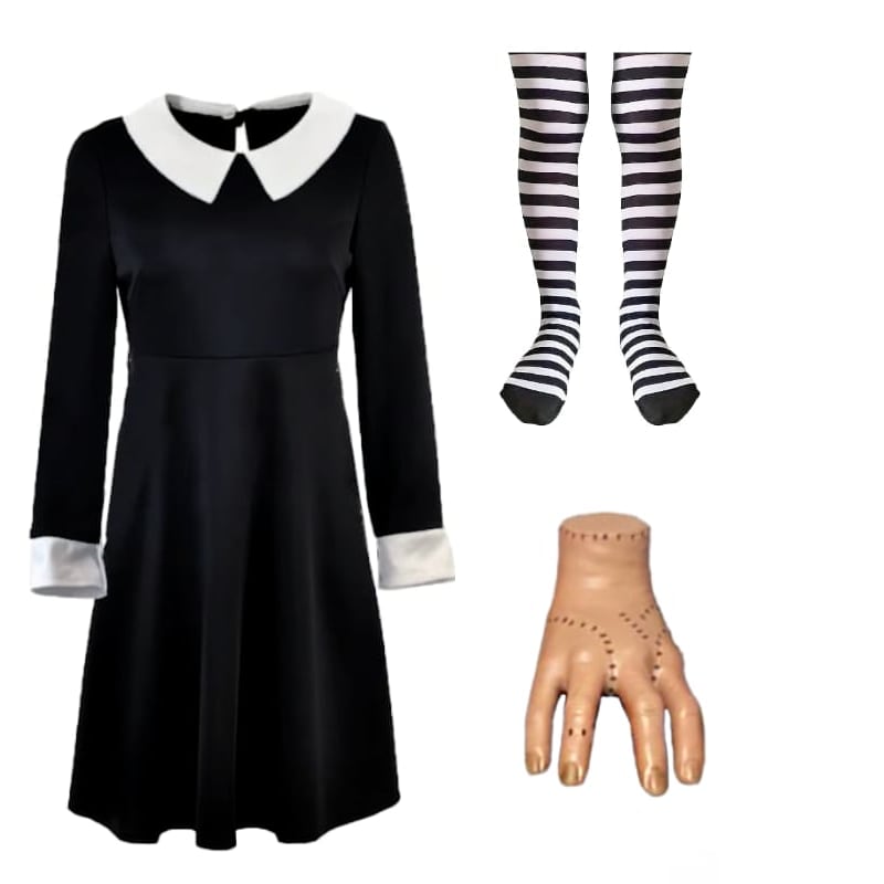 Girls Wednesday Fancy Dress Costume Halloween Book Week Kids - Picture 10 of 11