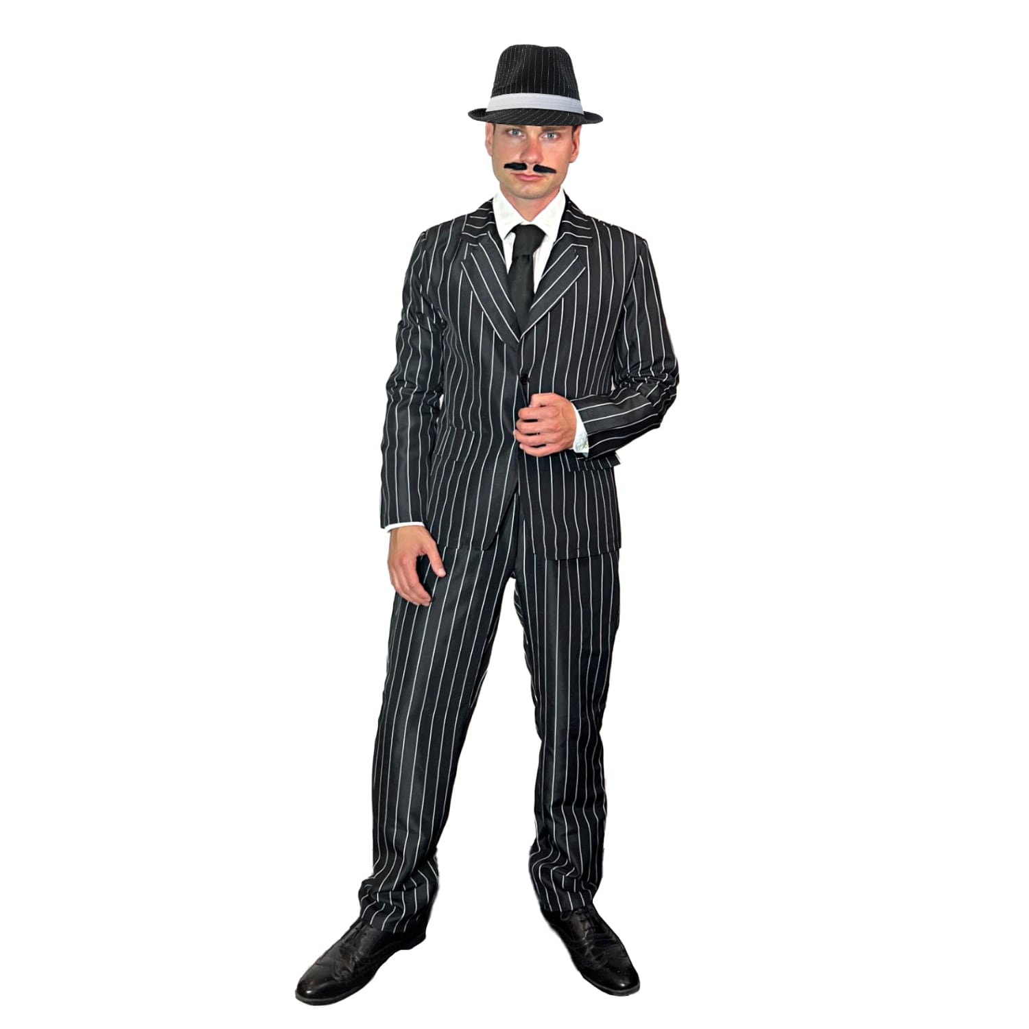 MEN'S GANGSTER COSTUME ADULT PINSTRIPE SUIT 1920'S FANCY DRESS MAFIA MOBSTER - Picture 9 of 13
