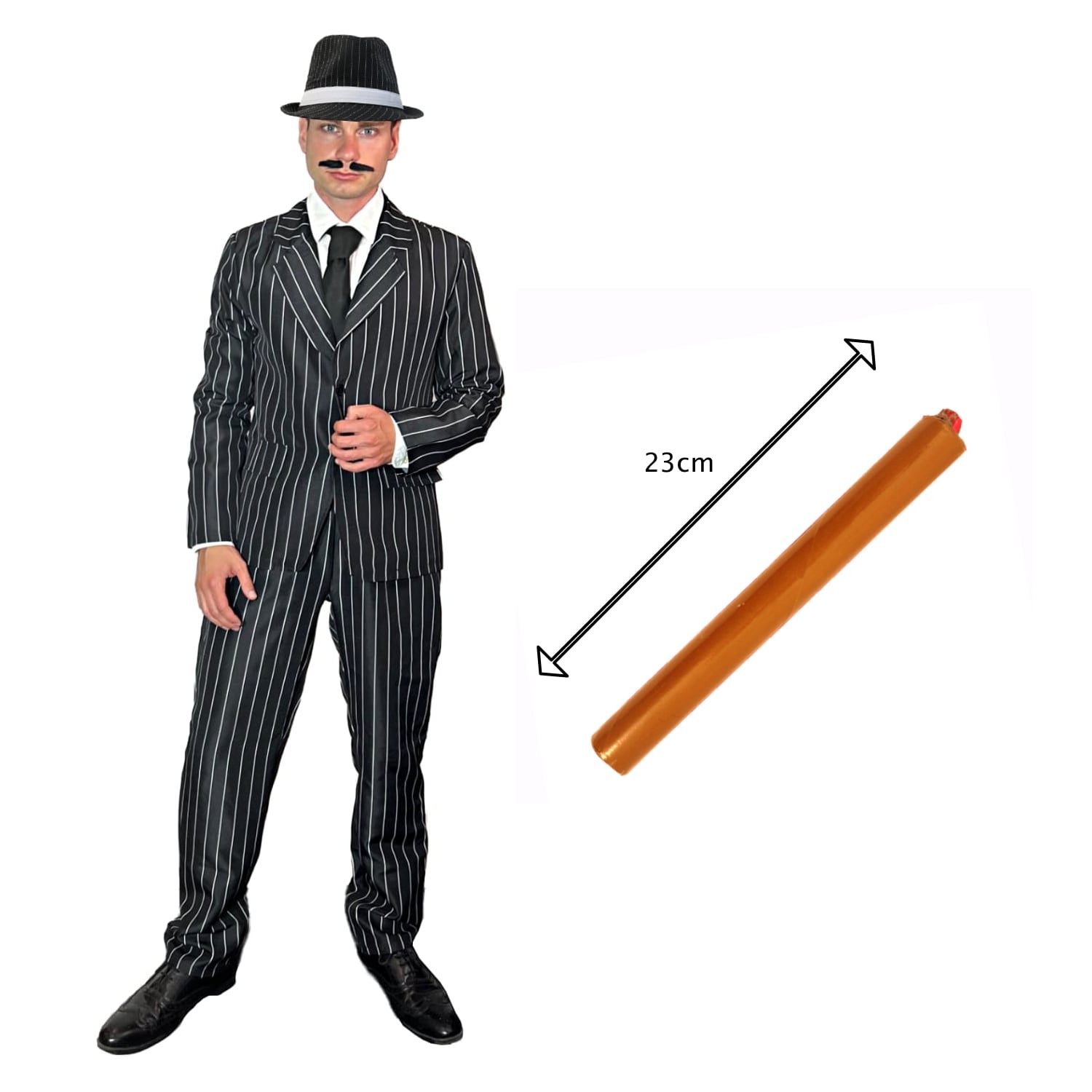 MEN'S GANGSTER COSTUME ADULT PINSTRIPE SUIT 1920'S FANCY DRESS MAFIA MOBSTER - Picture 10 of 13