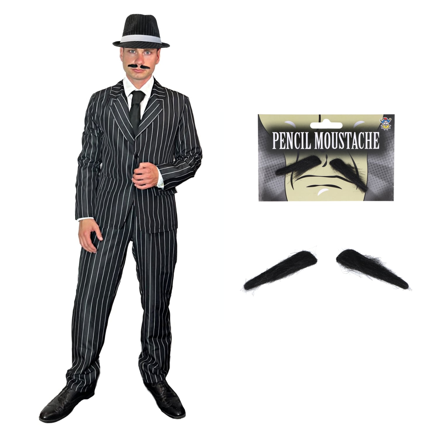 MEN'S GANGSTER COSTUME ADULT PINSTRIPE SUIT 1920'S FANCY DRESS MAFIA MOBSTER - Picture 11 of 13