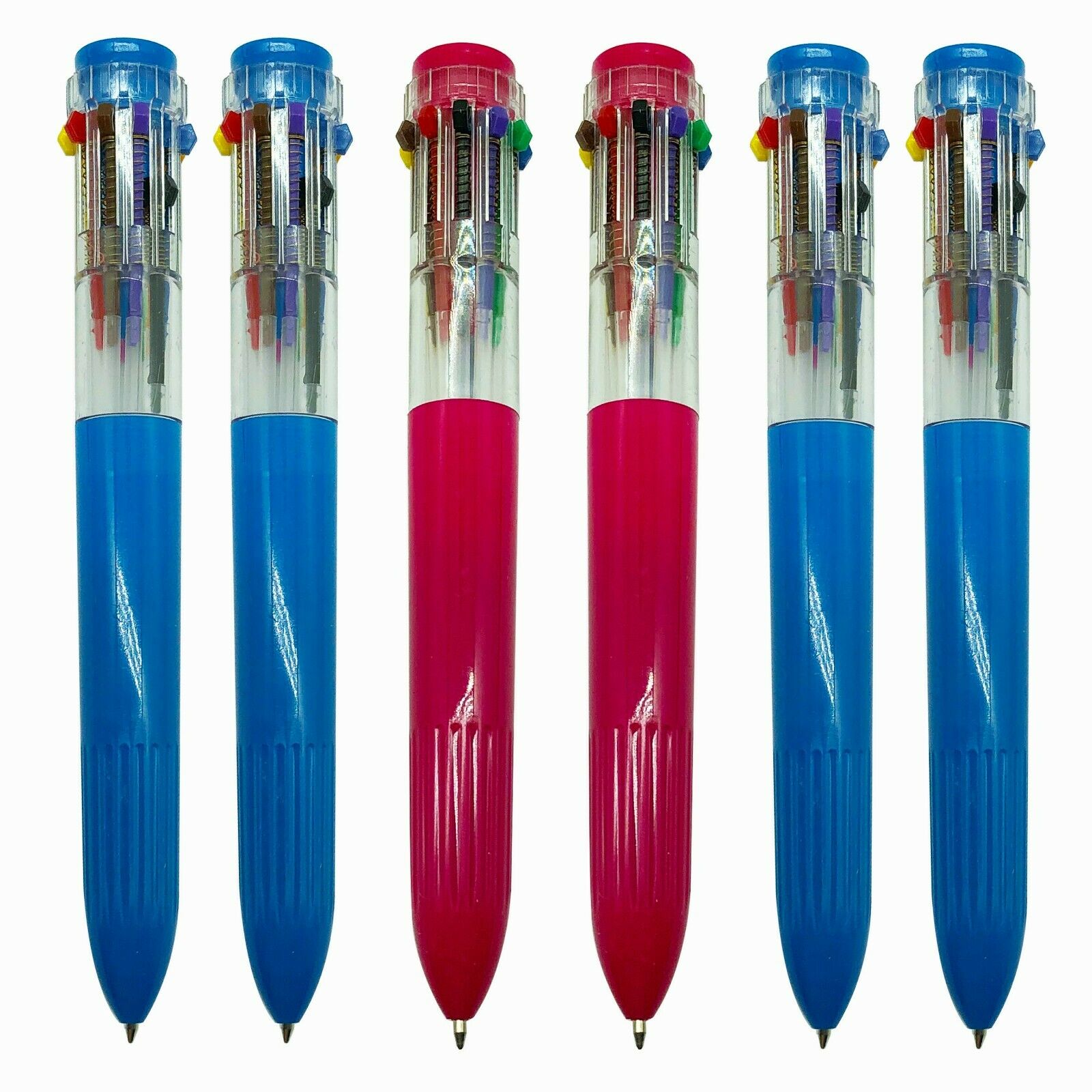 6pk Jumbo 10 in 1 Multi Colour Pens Retractable Ball Point Pen Drawing ...