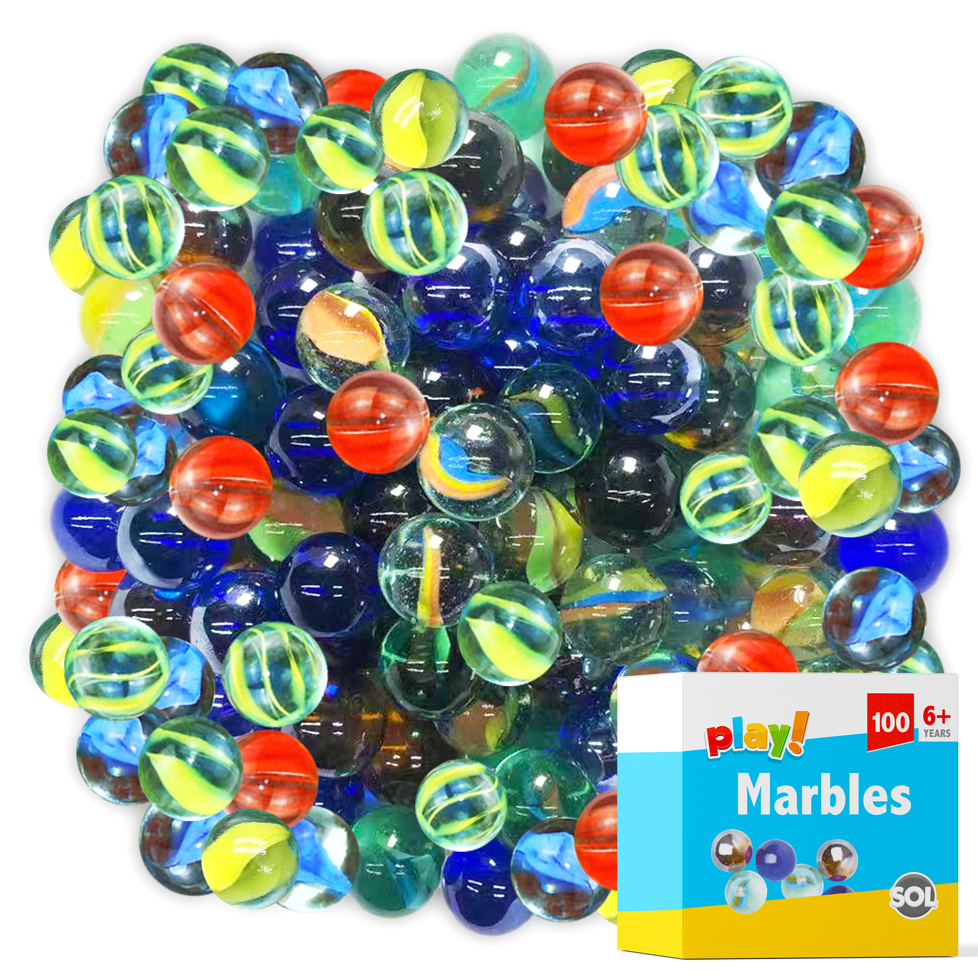 100-300 Coloured Glass Marbles | Traditional Vintage Classic Kids Toys Games