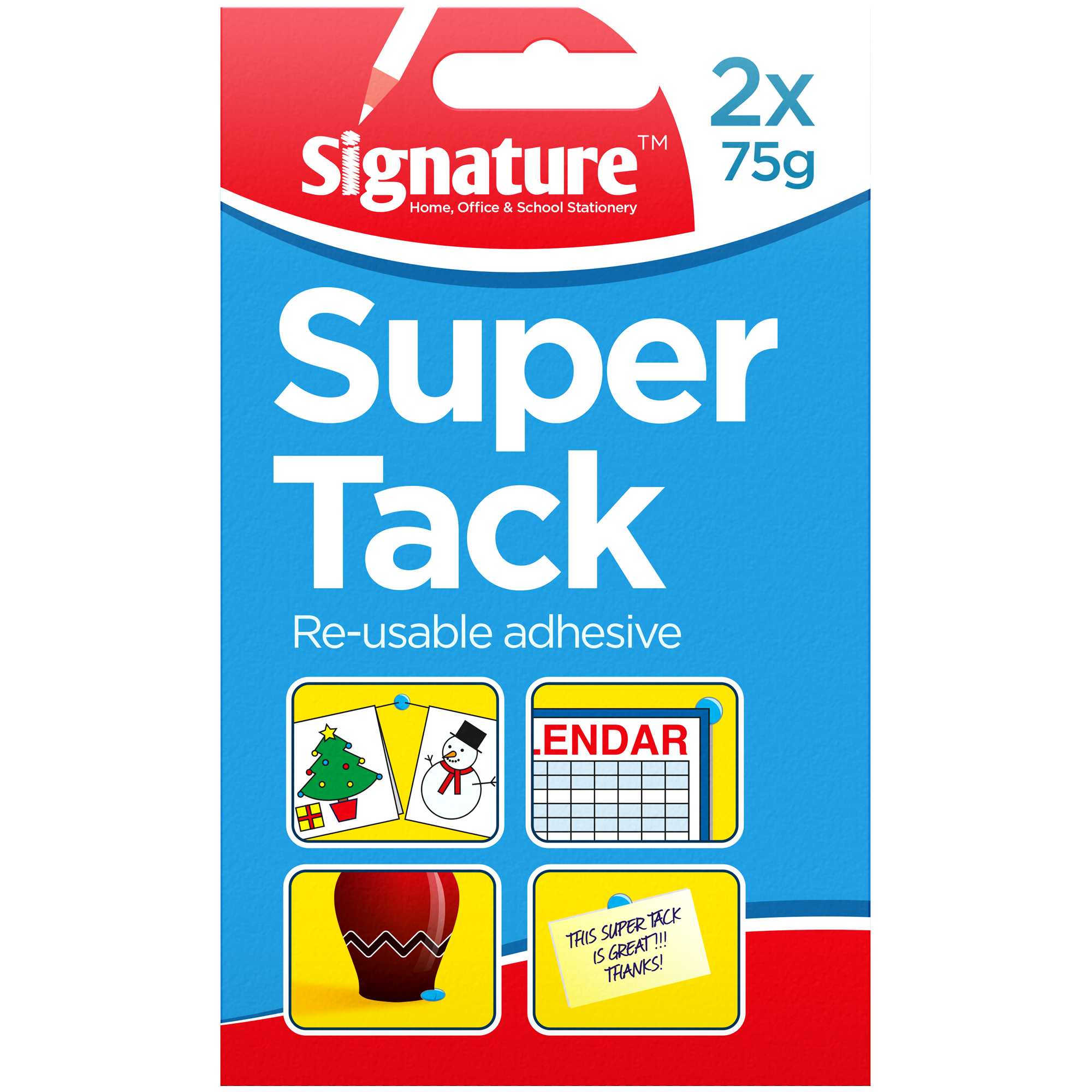 2pk Blu Tack Super Blue Tac 150g Reusable Handy Size Adhesive Putty