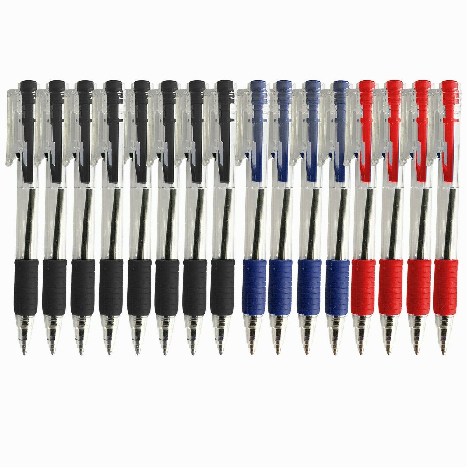 8/16 Easy Grip Ballpoint Pens Retractable 0.7mm Smooth Black Red Blue ...