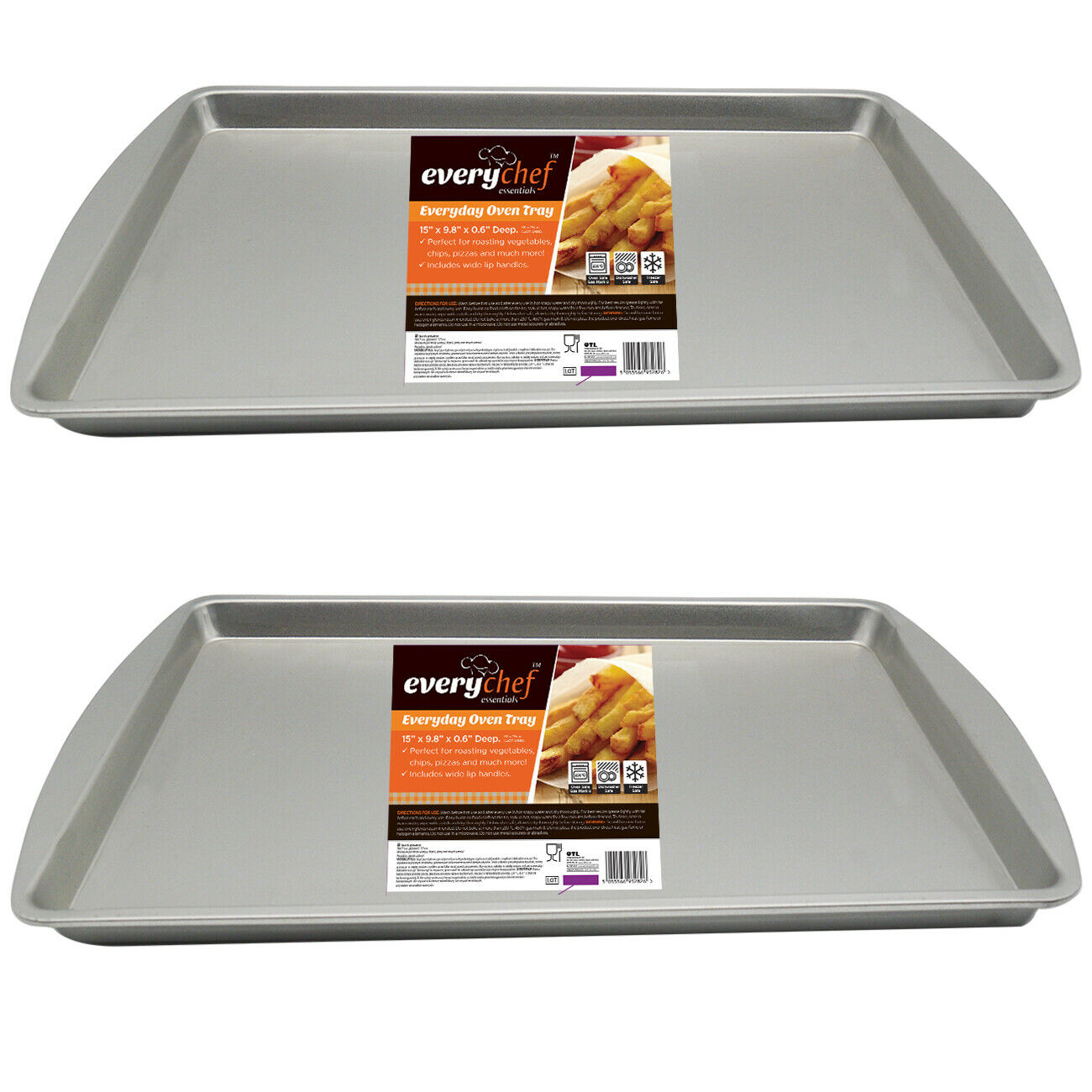 2pk Everyday Oven Tray Set | 38 x 25 x 1.5cm Rectangular Baking Sheets ...