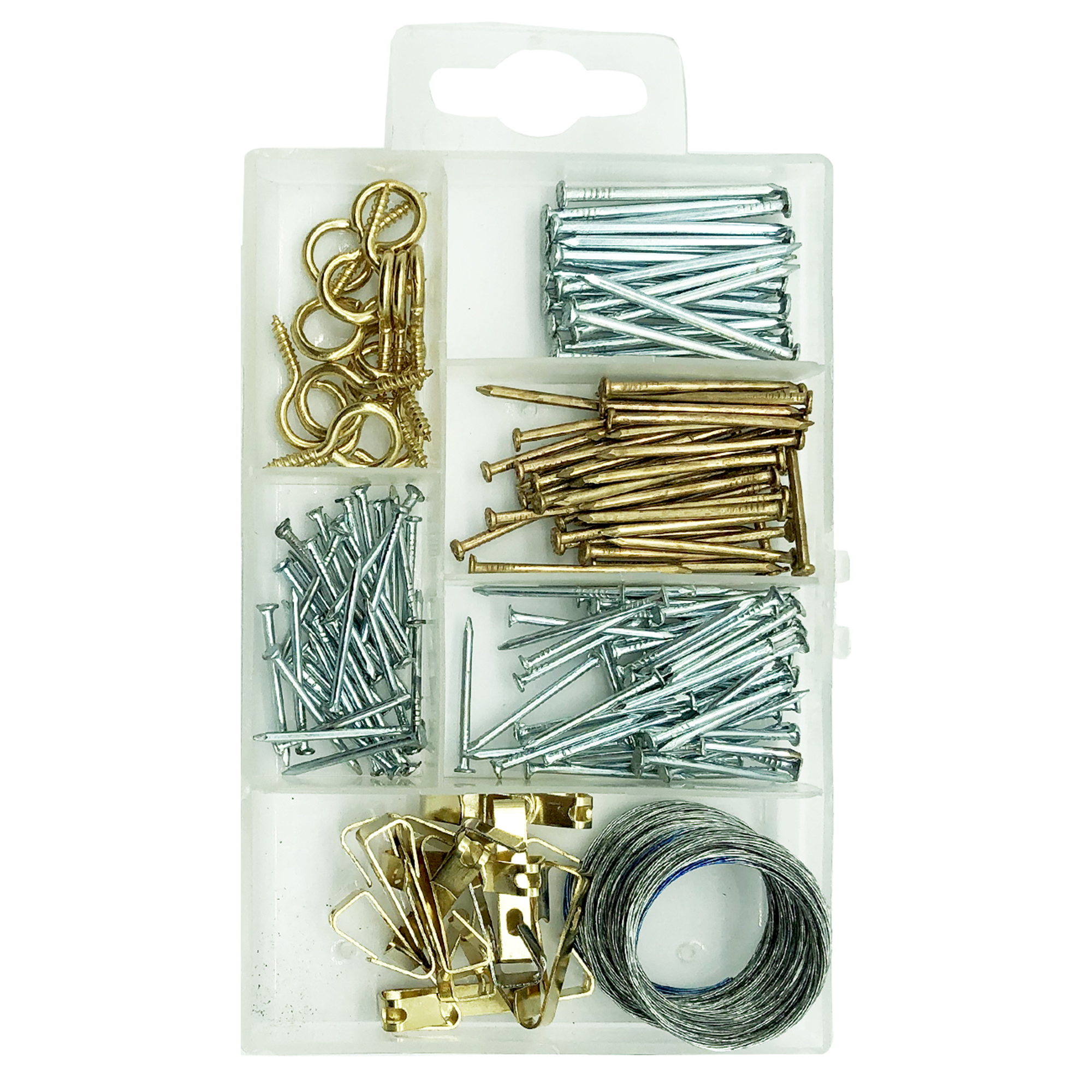 172 Picture Hanging Kit Photo Frame Hooks Brass Nail Wire Set Wall Art