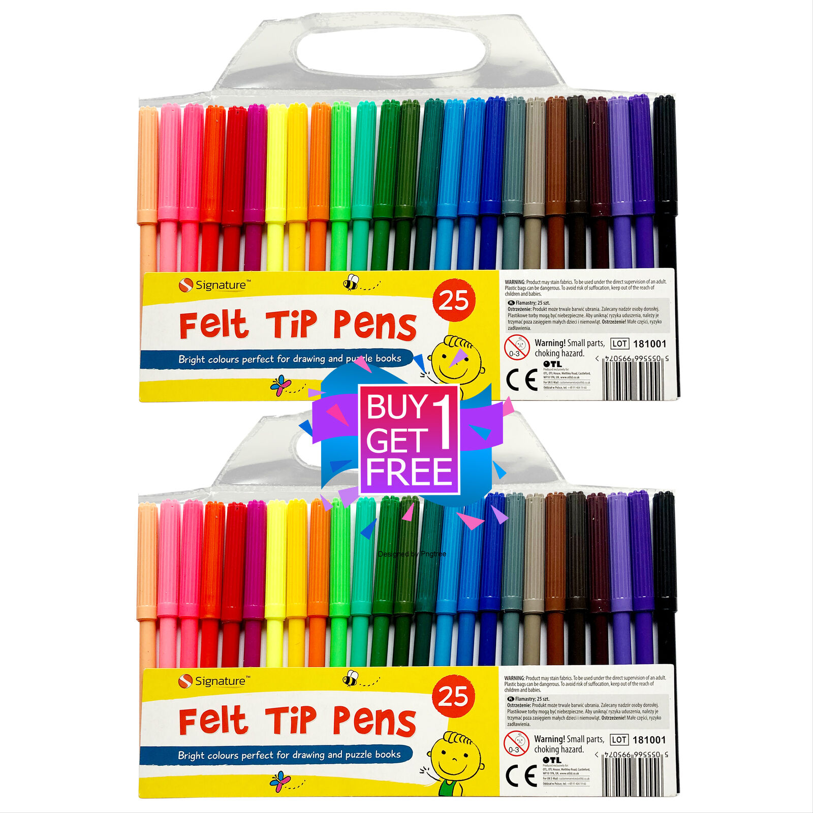 50 Felt Tip Pens Fine Fibre Tipped Drawing Markers Colouring Art School ...