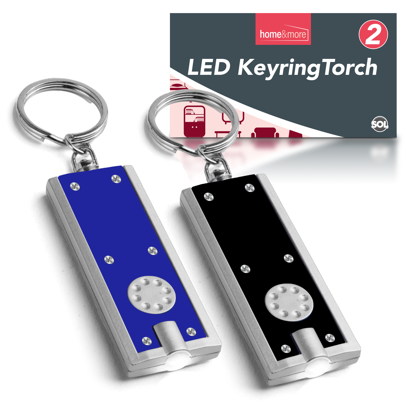 2 LED Keychain Light Ultra Bright Flashlight Keyring Camping Mini