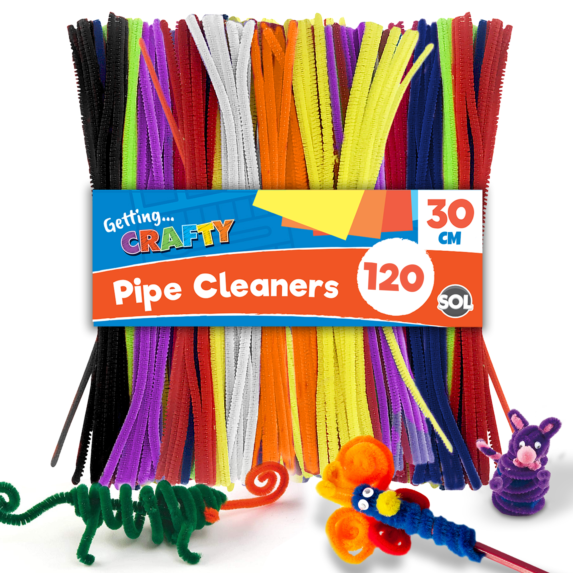THICK ASSORTED PIPE CLEANERS 12 PCS
