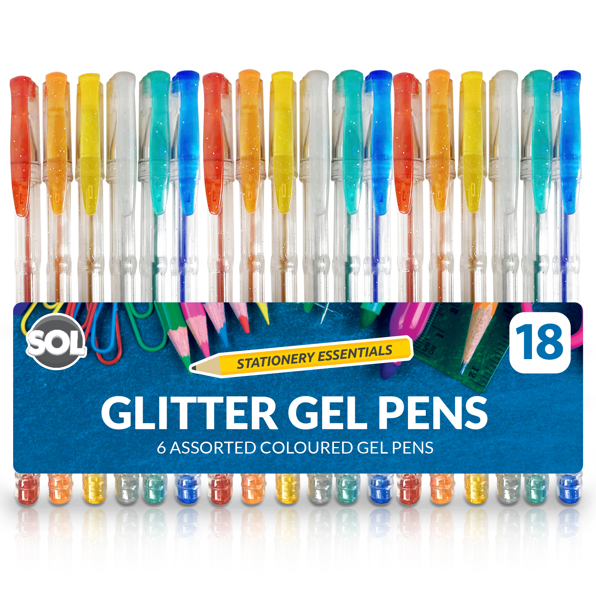 18 Pack Glitter Gel Pens Set, Shimmering Pen for Adult Colouring Book Kids  5056175923915