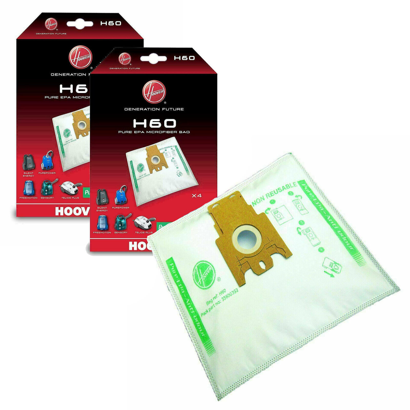 Dust Bags Hoover H60 Purepower Sensory Vacuum Cleaner Paper 35600392 Genuine x 8 – 35600392